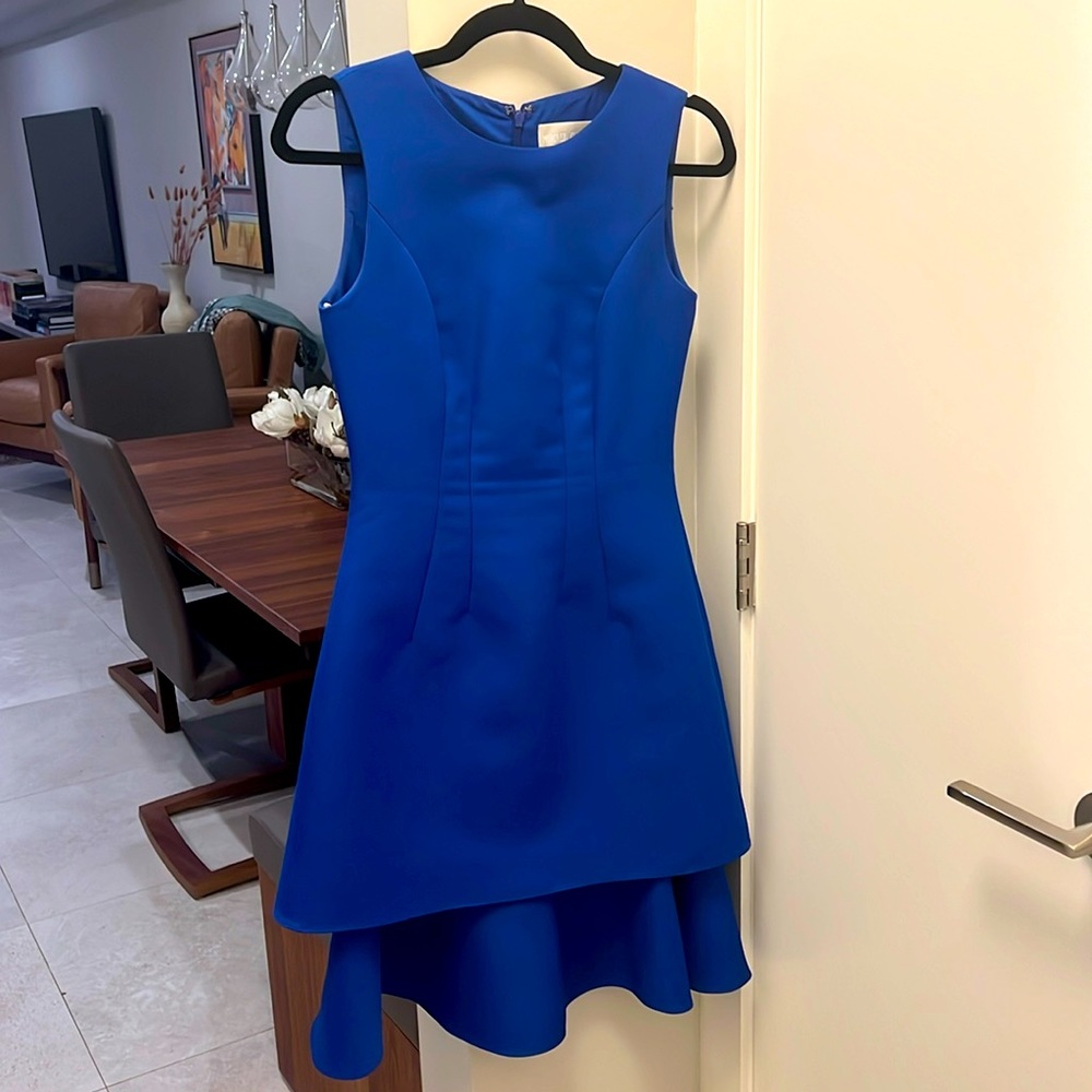 Royal blue A-line peplum dress